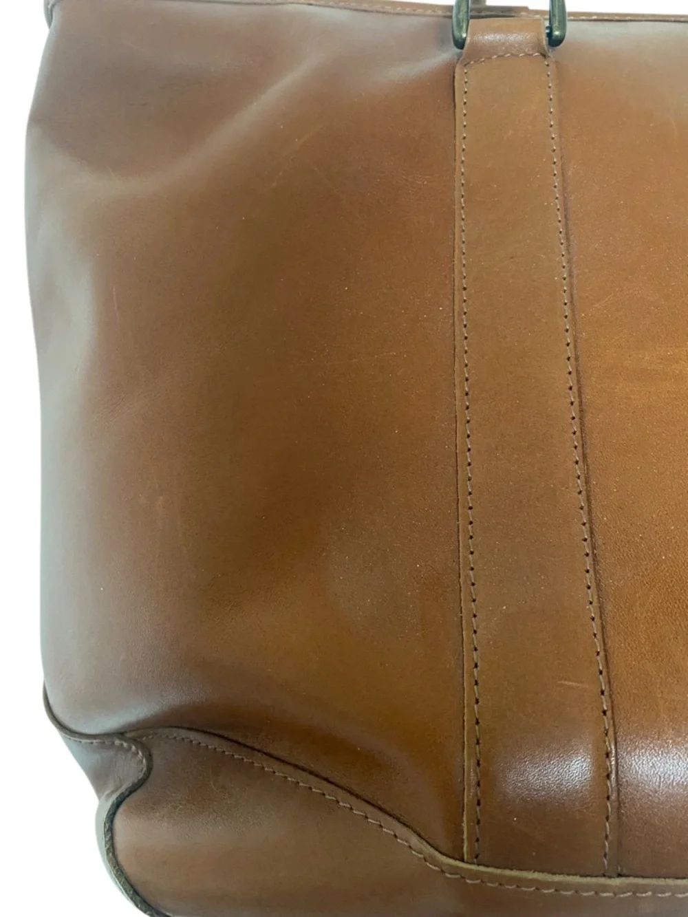 Vintage 1990s L.L. Bean Brown Genuine Leather Field & Town Satchel Tote Bag